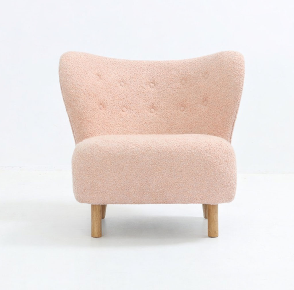 Boucle fabric Little Sherpa Petra Chair Yellow