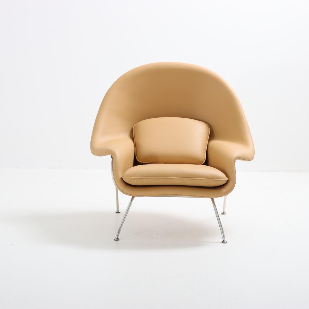 Leather Womb Chair & Ottoman Yellow