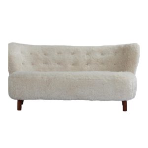 Petra Sofa, White Long Hair Sherpa Reproduction