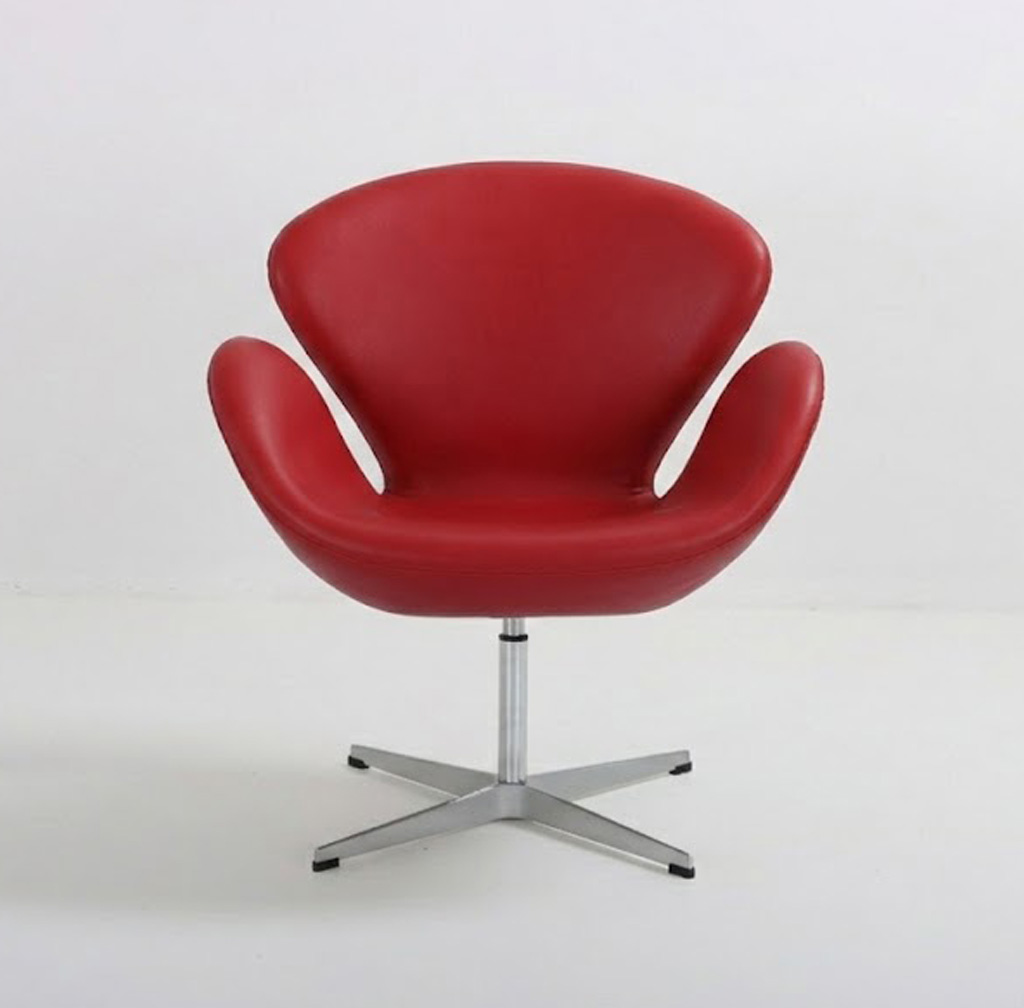 Leather Swan Chair Red
