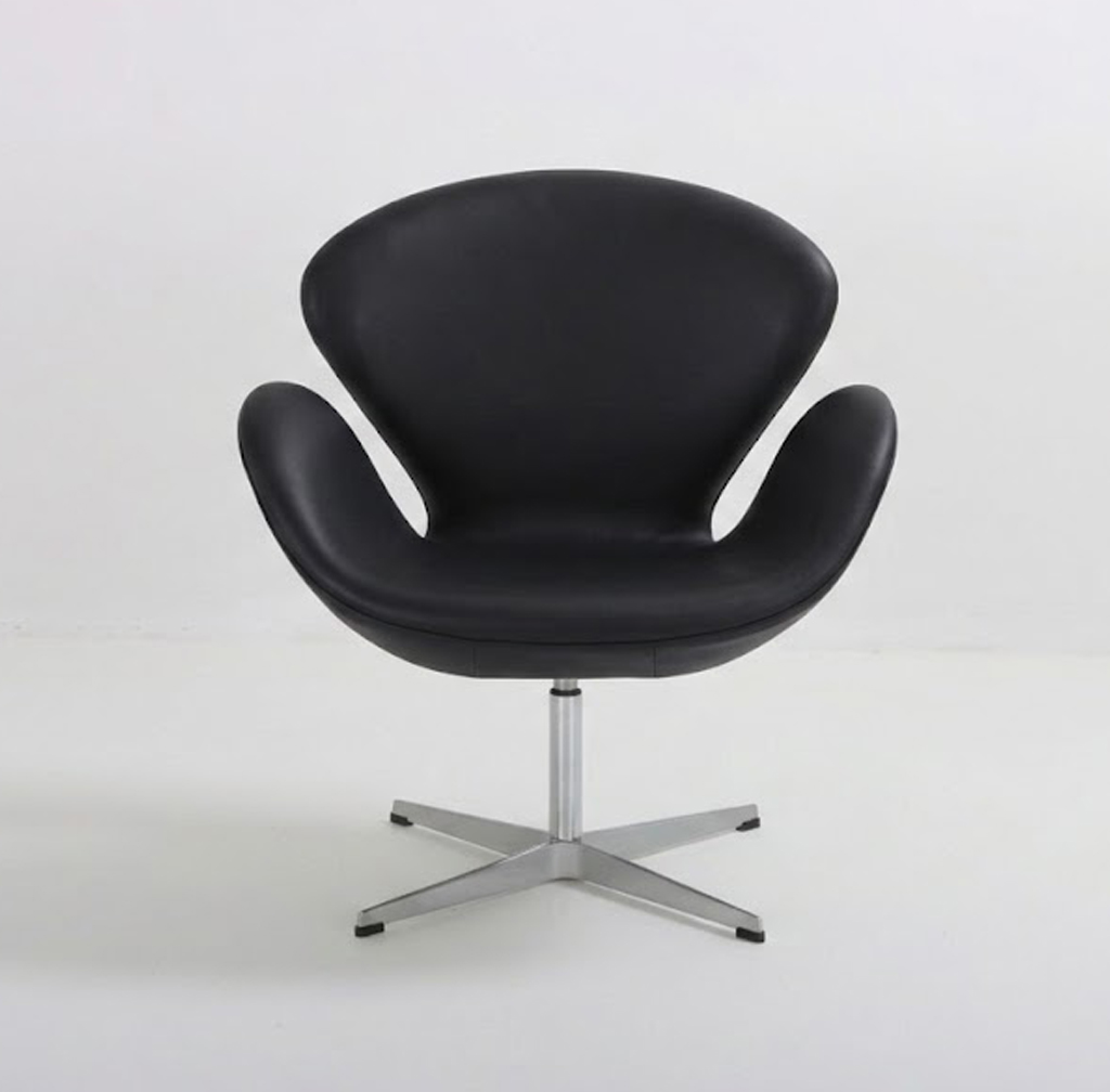 Leather Swan Chair Black