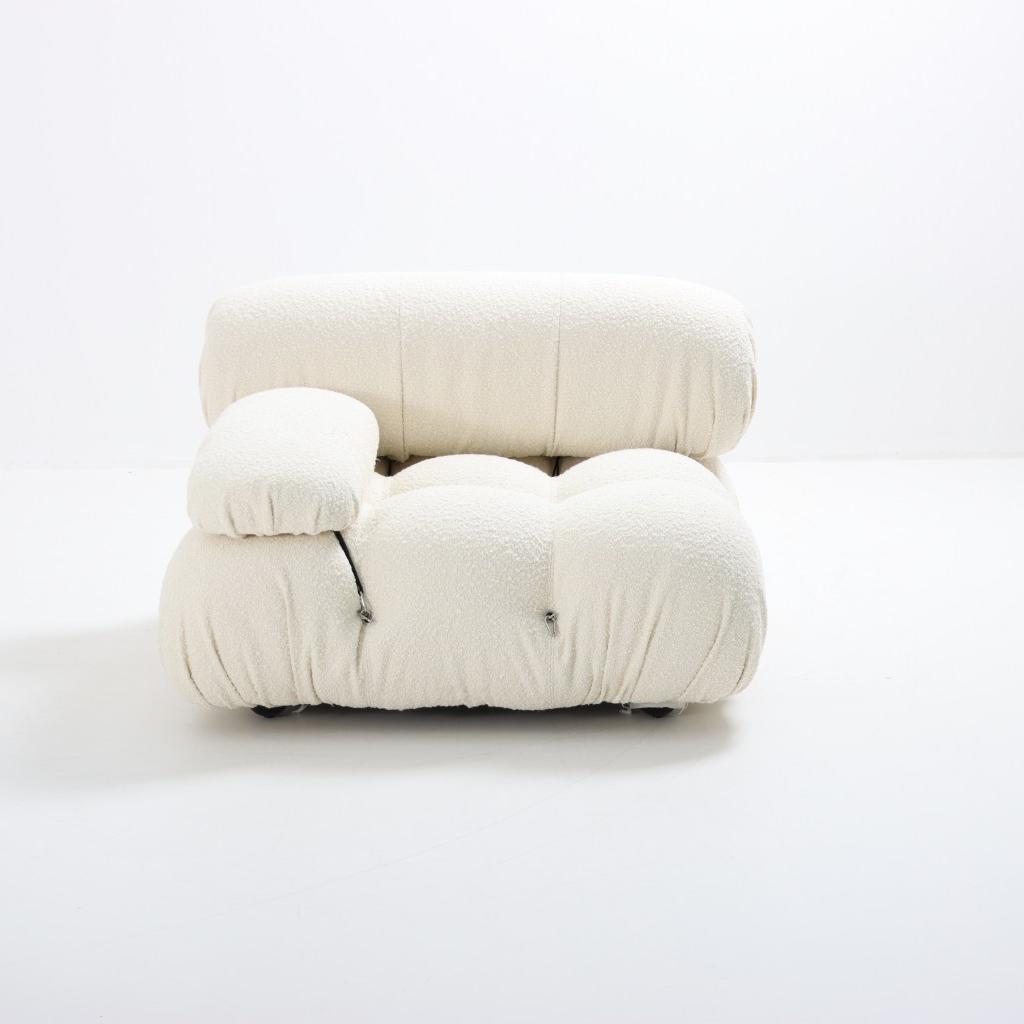 Mario Belini Sofa Left Armrest Seat Module White Boucle Fabric