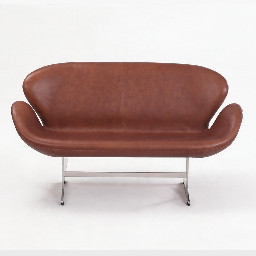 Swan 2 Seater Sofas Dark Tan Premium Leather