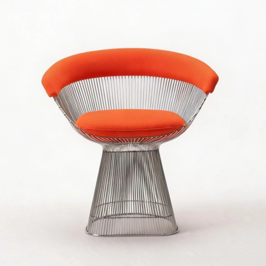 Platner Dining Chair Orange Wool