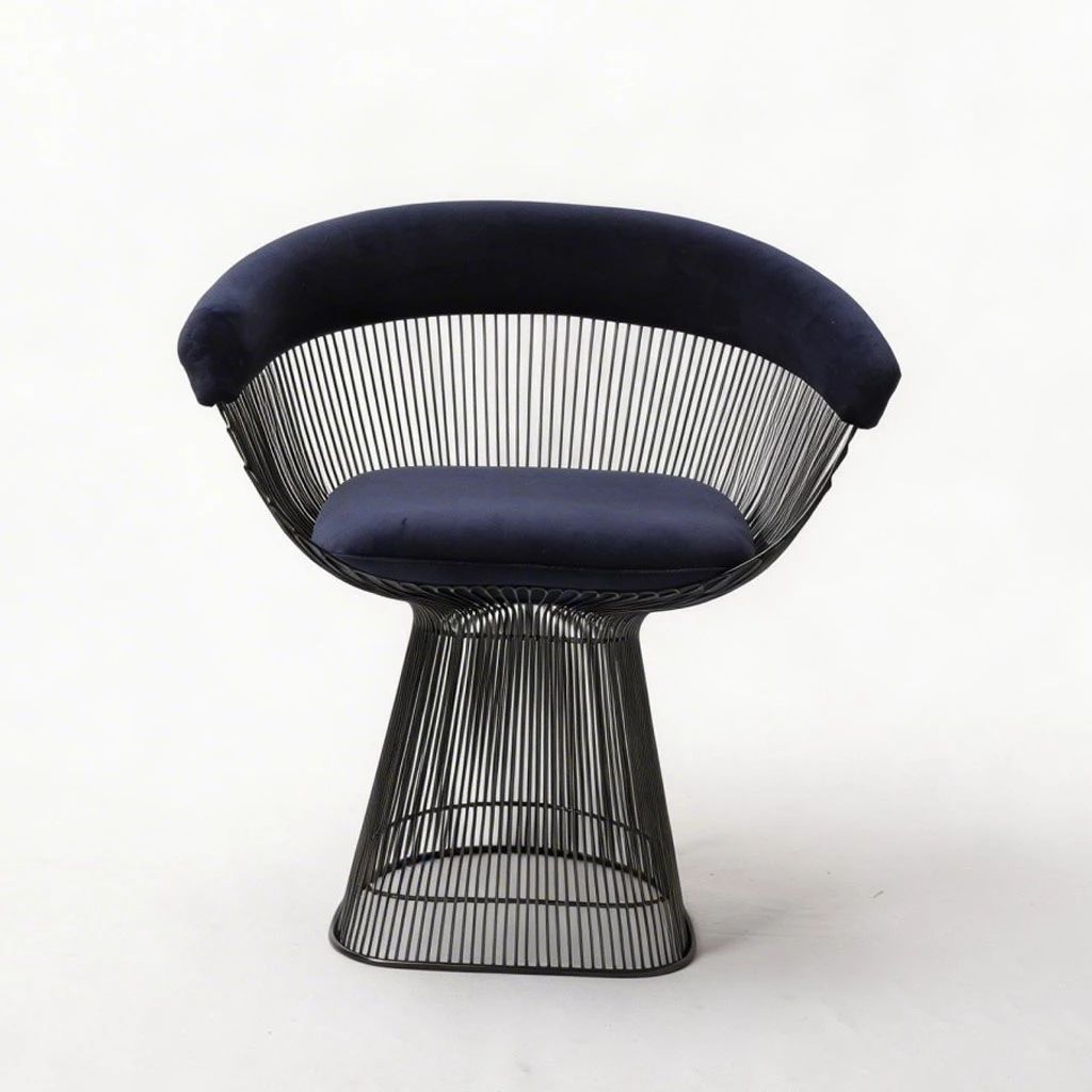 Platner Dining Chair Midnight Blue Velvet