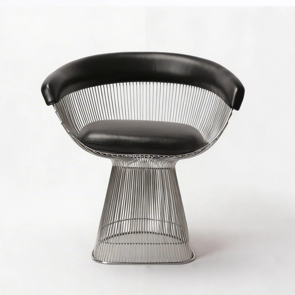 Platner Dining Chair Black Premium Leather
