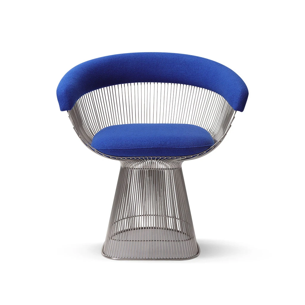Platner Dining Chair Blue Wool
