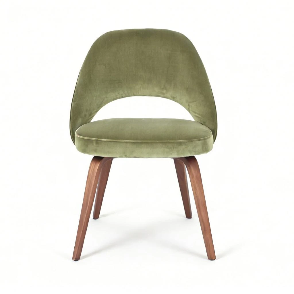 Saarinen Side Chair Green Cotton Velvet