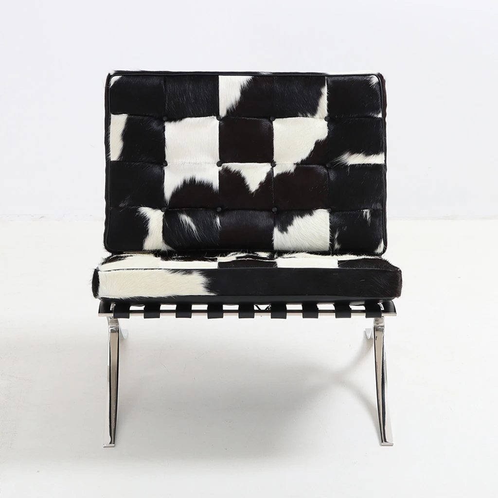 Barcelona Chair Black And White Cowhide