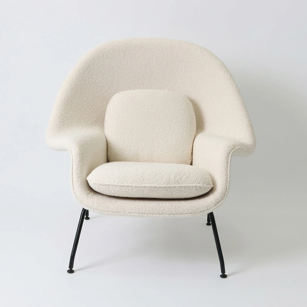 Womb Chair White Boucle Fabric