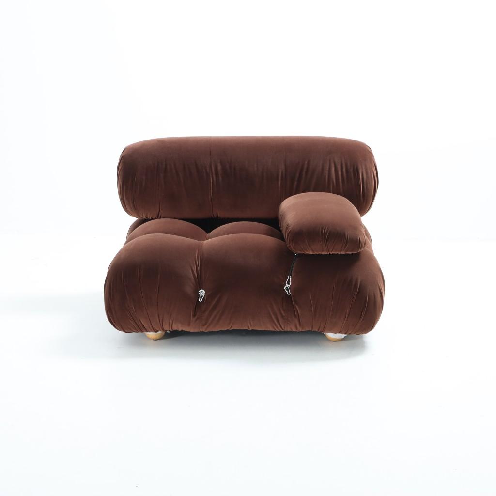 Mario Belini Sofa Right Armrest Seat Module Dark Brown Cotton Velvet