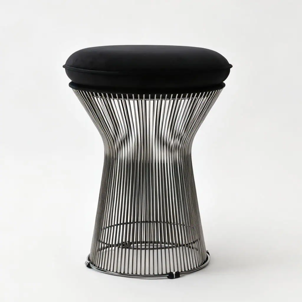 Platner Stool Black Velvet Match Gun Black Colour Stainless Steel Frame