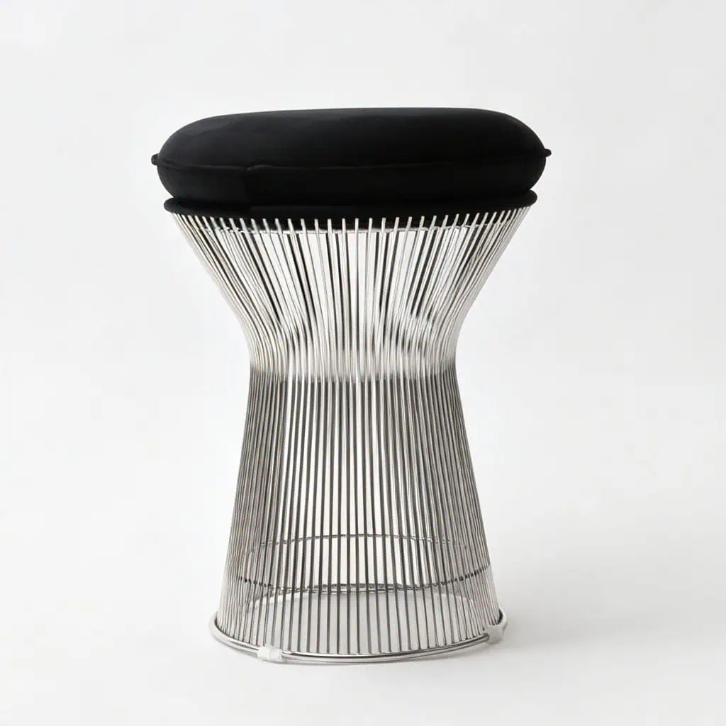 Platner Stool Black Velvet Match Natural Stainless Steel Frame