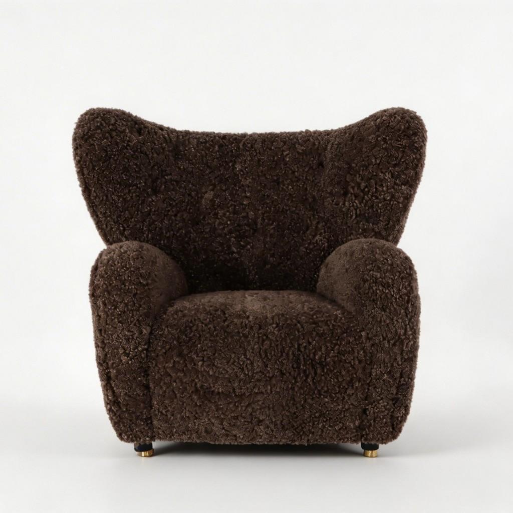 he Tired Man Chair Dark Brown Sheepskin