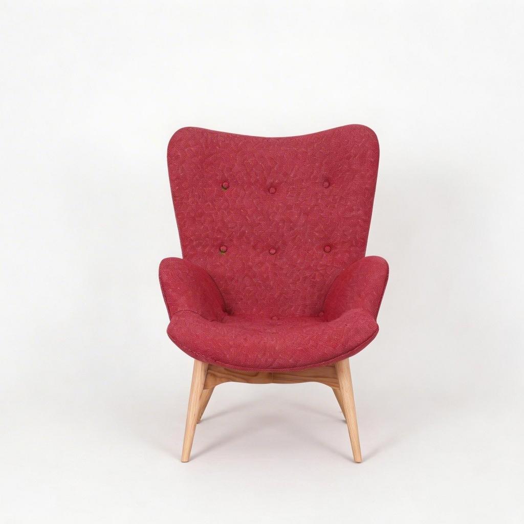 Grant Featherston Chair Burgundy Red Linen Fabric