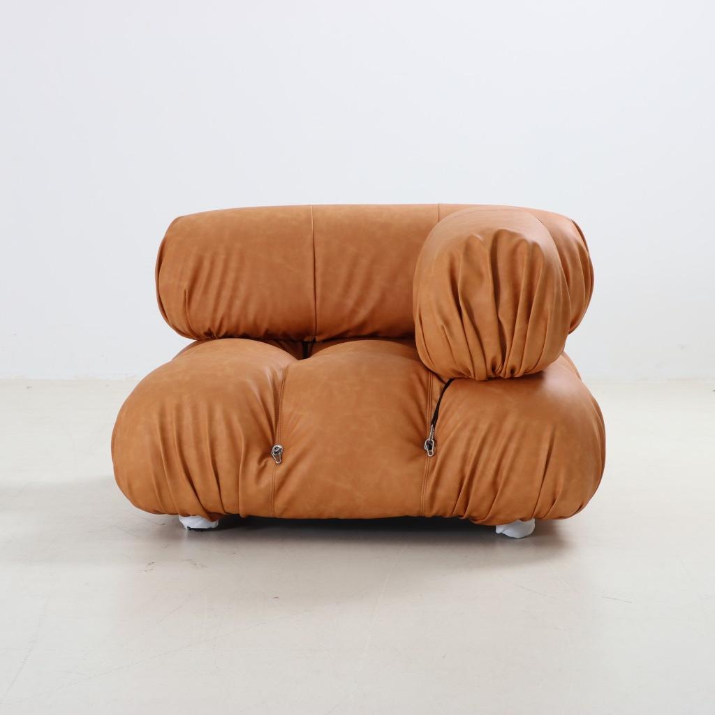 Mario Bellini Sofa Right Corner Module Brown Antique Vegan Leather