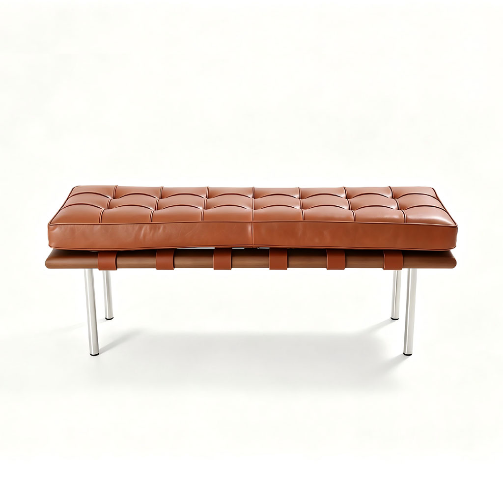 Manhattan Bench 2 Seater Dark Tan Premium Leather