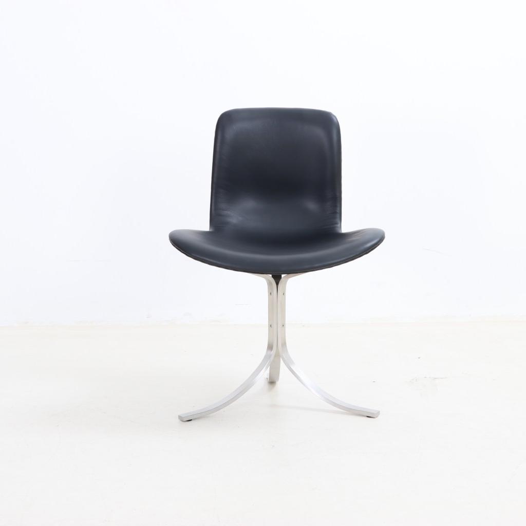 Three-legged Dining Chair Black Premium Leather