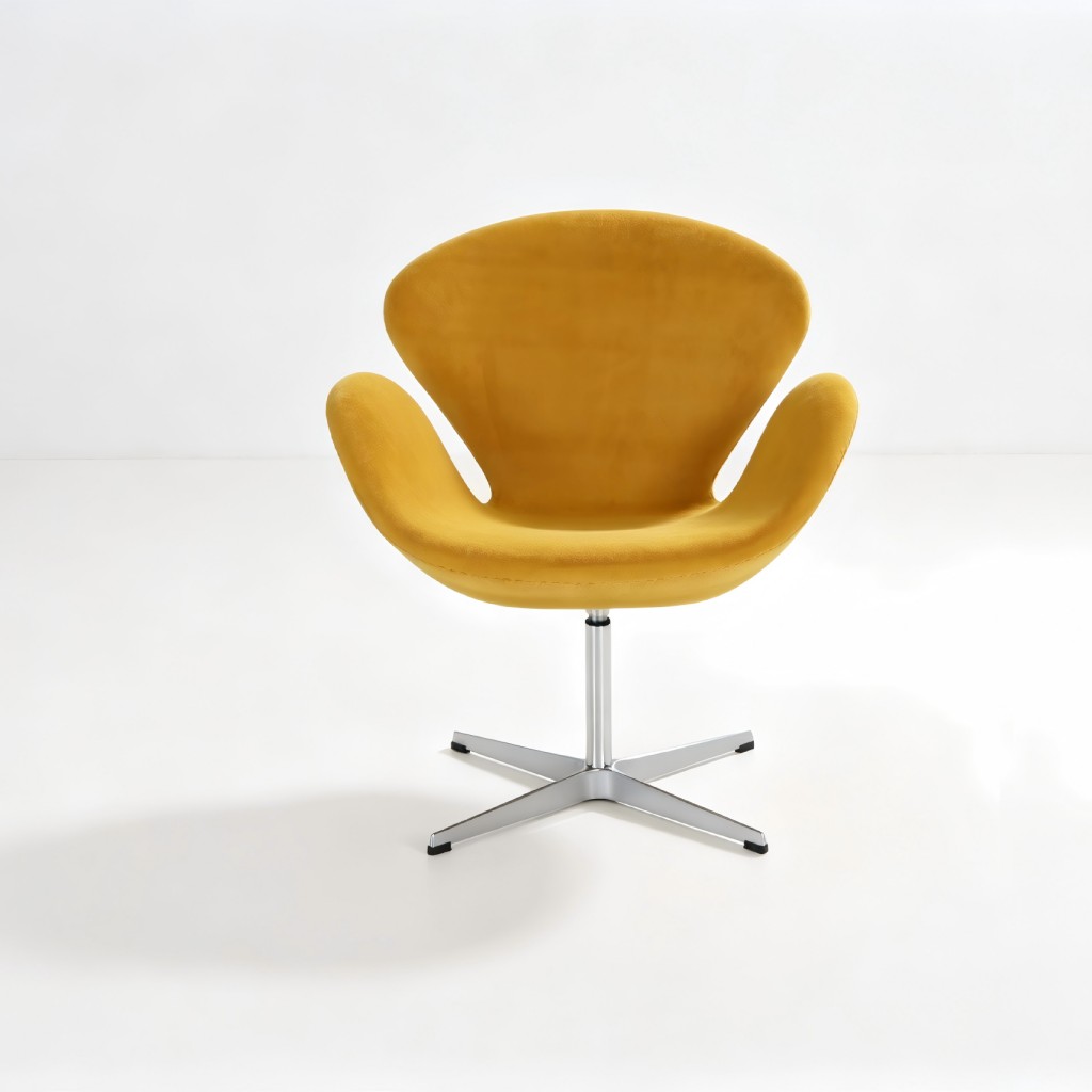 Leisure Chair Yellow Velvet Fabric