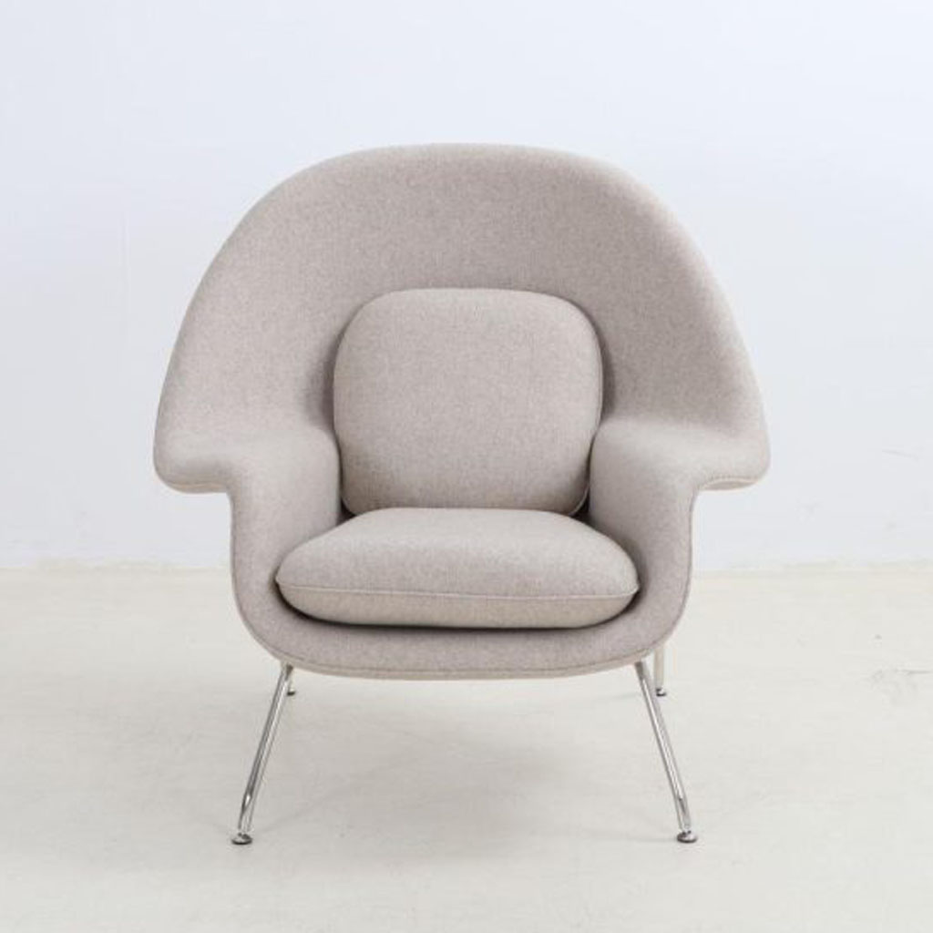 Wheat Wool Upholstered Lounge Chair